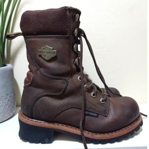 women's leather Harley Davidson Tyson biker logger boots sz 7M-RUNS SLIGHTLY BIG